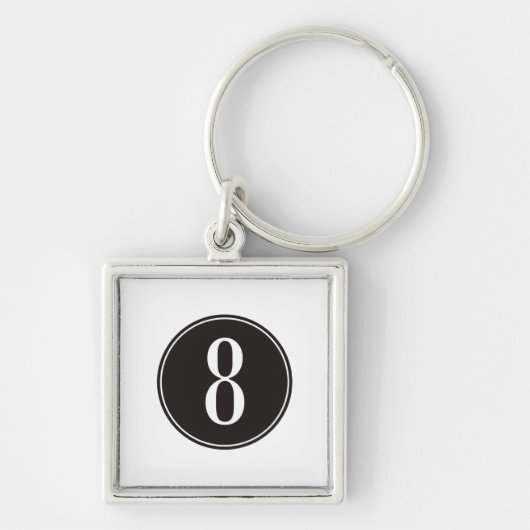 #8 Zwarte Cirkel Sleutelhanger (Voorkant)