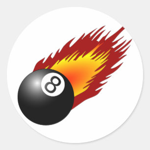 8Bal met vlammen Ronde Sticker