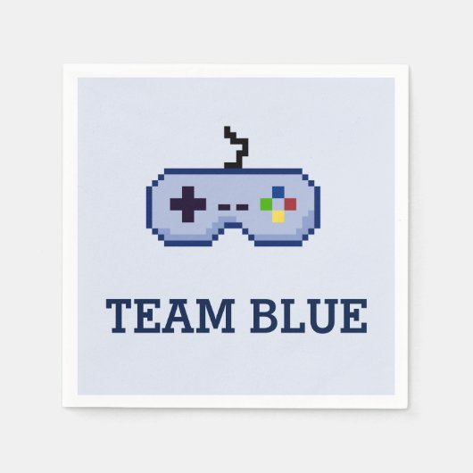 8bit Gamer Gender Reveal Team Blauw Servetten (Voorkant)