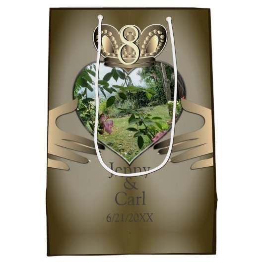 8e,19e bruiloft Foto Jubileum Claddaugh   Medium Cadeauzakje (Achterkant)