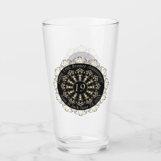 8e/19e bruiloft Jubileum Bronze Medallion Tekst Glas (Achterkant)