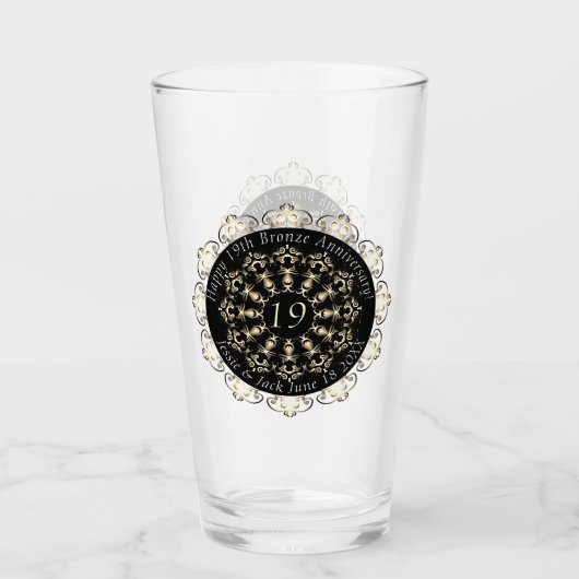 8e/19e bruiloft Jubileum Bronze Medallion Tekst Glas (Voorkant)