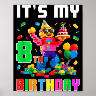 8e acht verjaardag bouwsteen 8 acht oude jongens poster