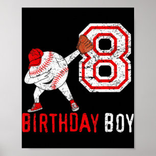 8e Achtste verjaardag T-shirt Gift 8e Baseball Geb Poster