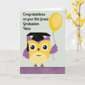8e Afstuderen Kaart voor Niece met Owl (Gele Bloem)