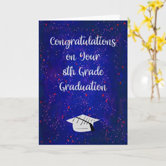 8e Afstuderen met sterren en Pet Kaart (Gele Bloem)