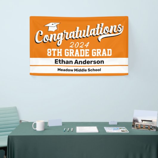 8e Afstuderen Sinaasappel en witte banner (Beurs)