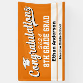 8e Afstuderen Sinaasappel en witte banner (Verticaal)