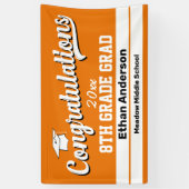 8e Afstuderen Sinaasappel en witte banner (Verticaal)