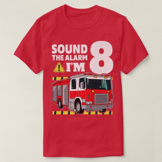 8e 'Birthday Boy Fire Truck' 8 '8' T-shirt (Design voorkant)