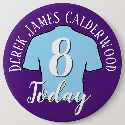 8e Birthday Football Badge to Personalize Button (Voorkant)