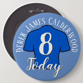 8e Birthday Football Badge to Personalize Button (Voorkant /achterkant)