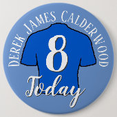 8e Birthday Football Badge to Personalize Button (Voorkant)