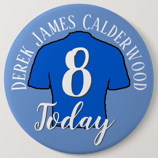 8e Birthday Football Badge to Personalize Button (Voorkant)