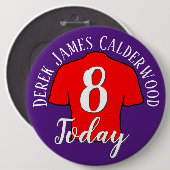 8e Birthday Football Badge to Personalize Button (Voorkant /achterkant)