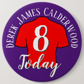 8e Birthday Football Badge to Personalize Button (Voorkant)