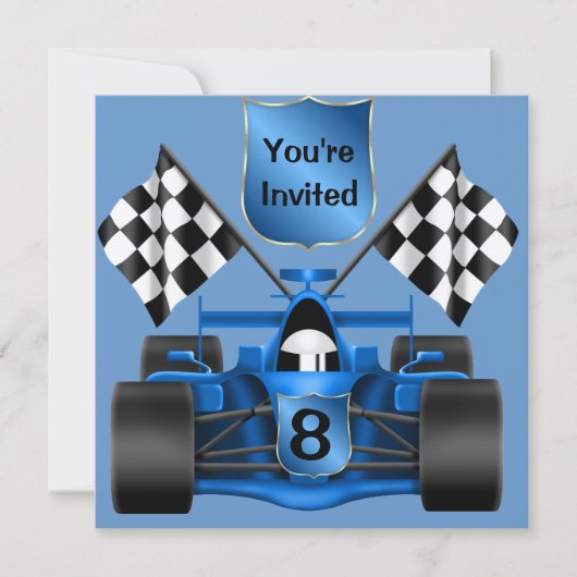 8e BIRTHDAY Race Car Invitation Kaart (Voorkant)