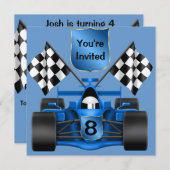 8e BIRTHDAY Race Car Invitation Kaart (Voorkant / Achterkant)