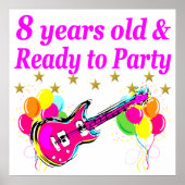 8E BIRTHDAY ROCK STAR ROCK N ROLL DESIGN POSTER (Voorkant)