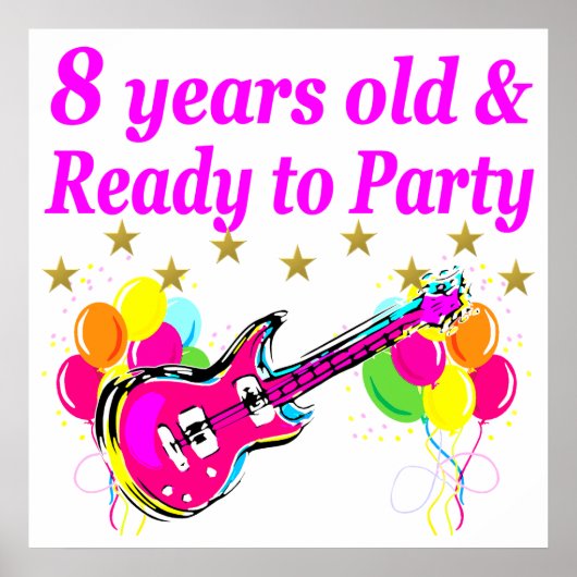 8E BIRTHDAY ROCK STAR ROCK N ROLL DESIGN POSTER (Voorkant)