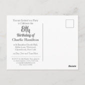 8e Briefkaart van de uitnodiging van de verjaardag (Achterkant)