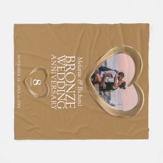 8e brons bruiloft foto hart fleece deken (Voorkant (Horizontaal))