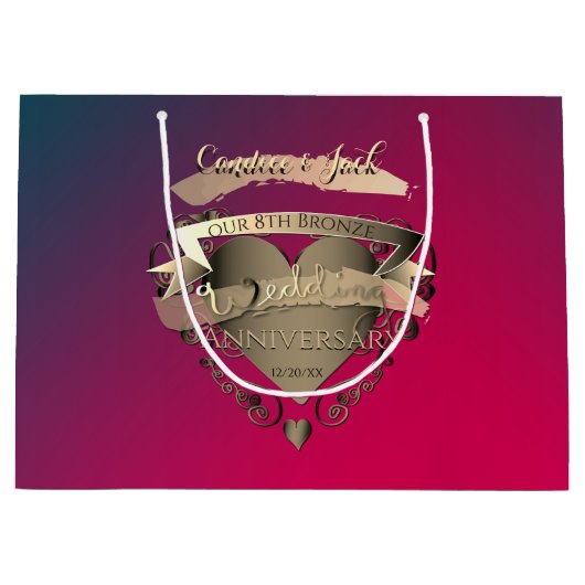 8e brons en toermalijn bruiloft Jubileum hart Groot Cadeauzakje (Voorkant)