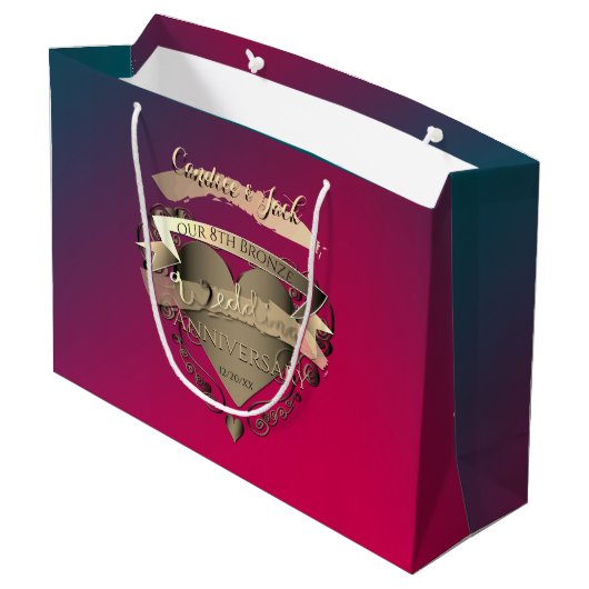 8e brons en toermalijn bruiloft Jubileum hart Groot Cadeauzakje (Achterkant Gekanteld)