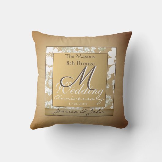 8e Bronze Blush Wedding Jubileum Kussen (Achterkant)