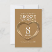 8e bronzen bruiloft hartslagkaart RSVP kaartje (Voorkant)