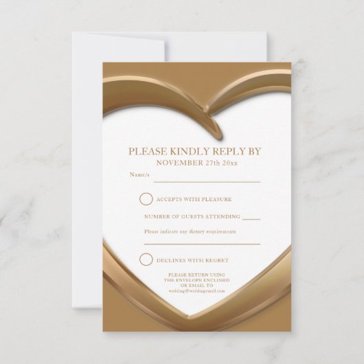 8e bronzen bruiloft hartslagkaart RSVP kaartje (Achterkant)