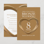 8e bronzen huwelijksjubileum hart antwoordkaart RSVP kaartje (Voorkant / Achterkant)