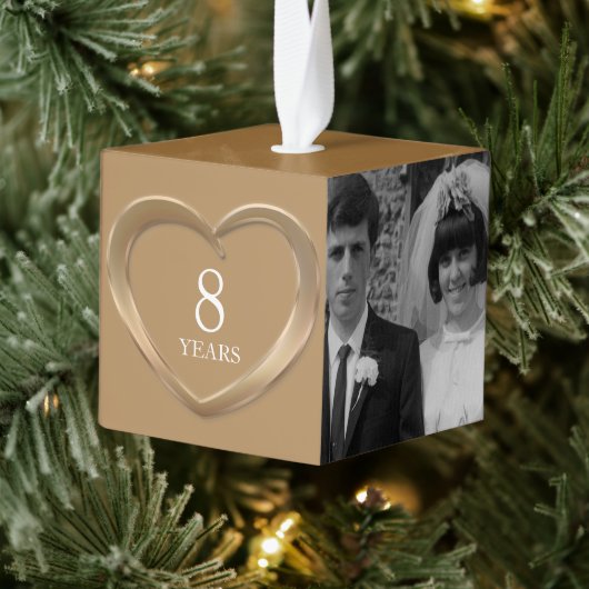 8e bronzen jubileumhart nu en dan foto decoratie (Boom)