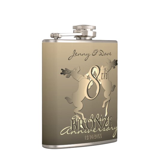 8e bruiloft Jubileum brons rendier Heupfles (Rechts)