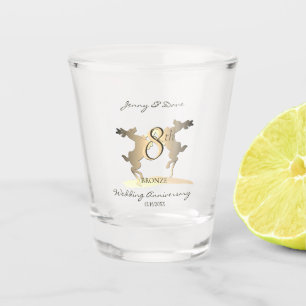8e bruiloft Jubileum brons rendier Shot Glas