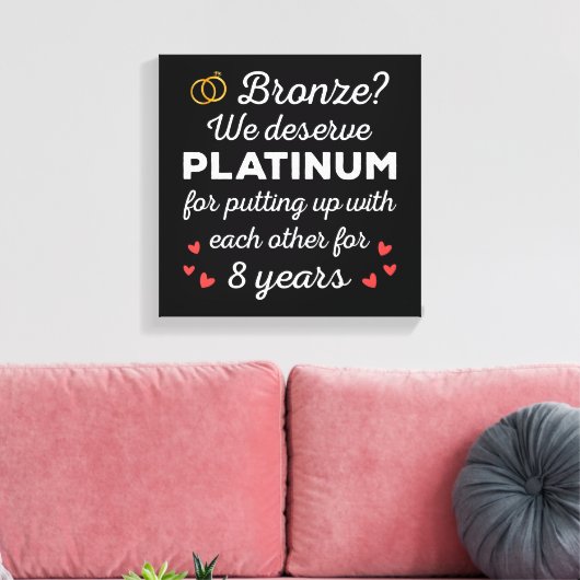 8e bruiloft Jubileum I - Bronze Funny Couple Canvas Afdruk (Insitu (Woonkamer))