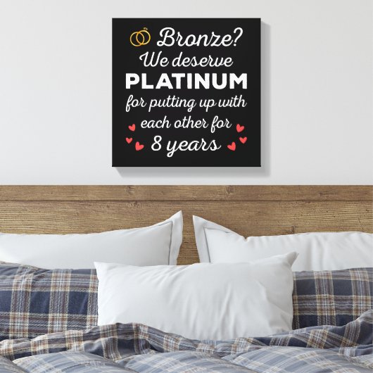 8e bruiloft Jubileum I - Bronze Funny Couple Canvas Afdruk (Insitu (Slaapkamer))