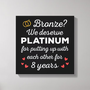 8e bruiloft Jubileum I - Bronze Funny Couple Canvas Afdruk