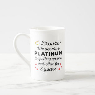 8e bruiloft Jubileum I - Bronze Funny Couple Porselein Kop