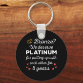 8e bruiloft Jubileum I - Bronze Funny Couple Sleutelhanger (Achterkant)