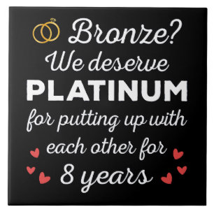 8e bruiloft Jubileum I - Bronze Funny Couple Tegeltje