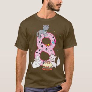 8e Cats Birthday Girl feest schattig 8 jaar oud Si T-shirt