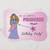 8e dag Uitnodiging Roze Princess met reserveband (Voorkant / Achterkant)