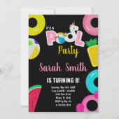 8e Eenhoorn watermeloen Zwembad Verjaardag Uitnodi Kaart (Voorkant)