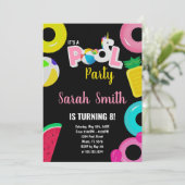 8e Eenhoorn watermeloen Zwembad Verjaardag Uitnodi Kaart (Staand voorkant)