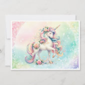 8e Eighte Eenhoorn Feestje Pastel Regenboog Feestj Kaart (Achterkant)