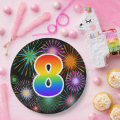 8e Evenement - Leuk, Kleurrijk, Vet, Regenboog 8 Papieren Bordje (Feest)