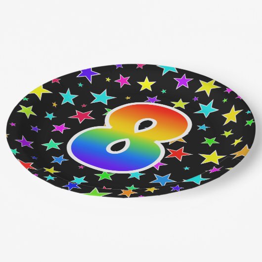 8e evenement: Vet, Fun, kleurrijke regenboog 8 Papieren Bordje (Gekanteld)