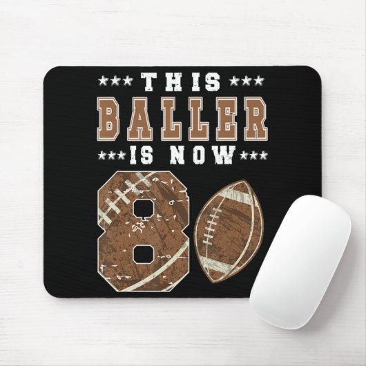 8e geboorte Football jongen acht jaar oud Football Muismat (Met muis)