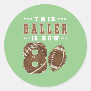 8e geboorte Football jongen acht jaar oud Football Ronde Sticker